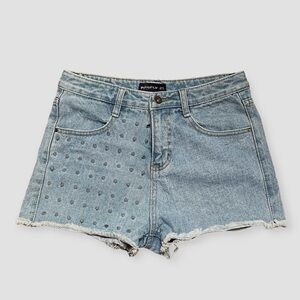 Firefly Spike Embellished Denim Frayed Hem Shorts Size 27